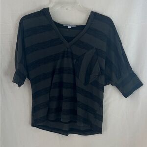 Source Unknown Charcoal Striped Blouse